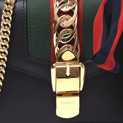 Gucci Calfskin Mini Sylvie Chain Shoulder Bag Black 9 of 9