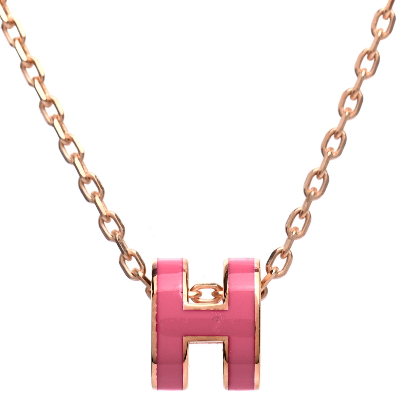 Lacquered Rose Gold Mini Pop H Pendant Necklace Rose Azalee