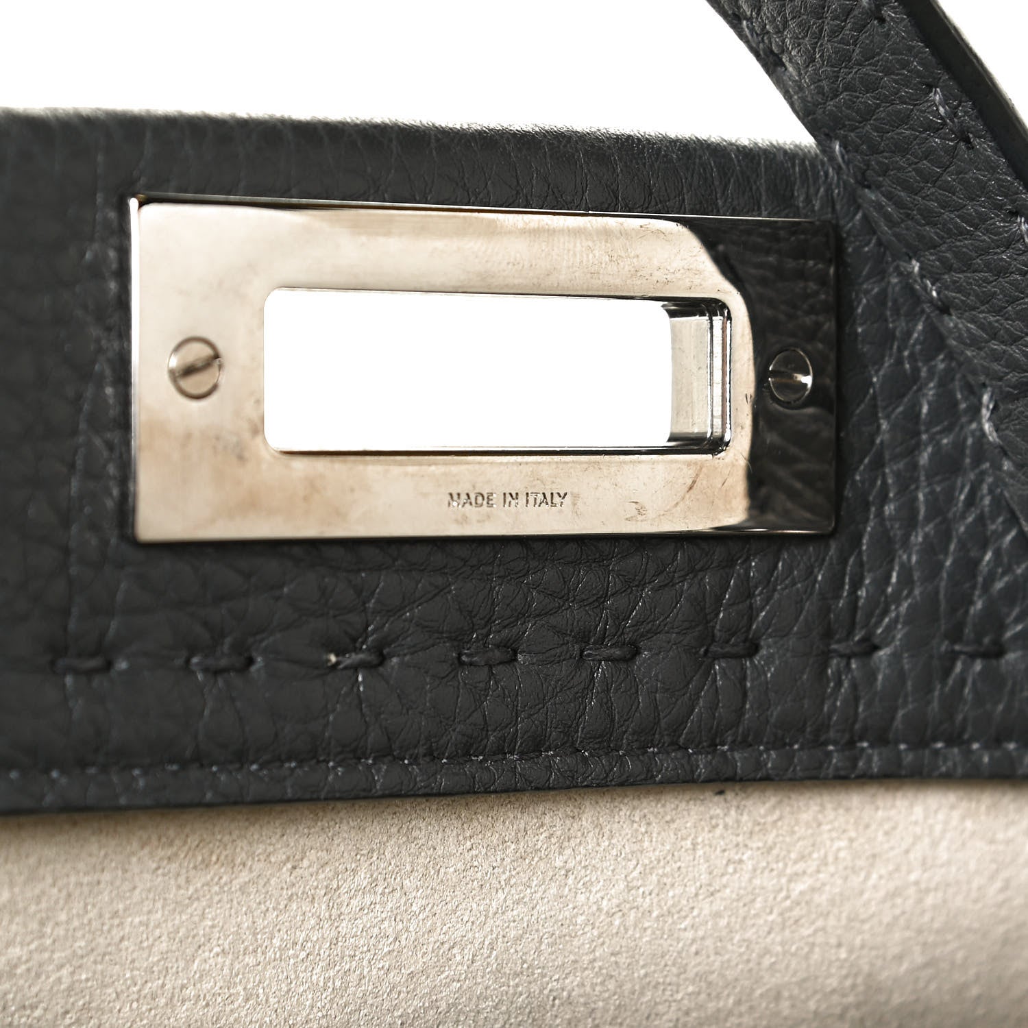 Fendi Cuoio Romano Selleria Bi-Color Large Peekaboo Iconic Satchel Asfalto Latte 7 of 12