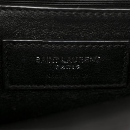 Saint Laurent Grain De Poudre Textured Mixed Matelasse Triquilt Small Monogram Satchel Black 6 of 13