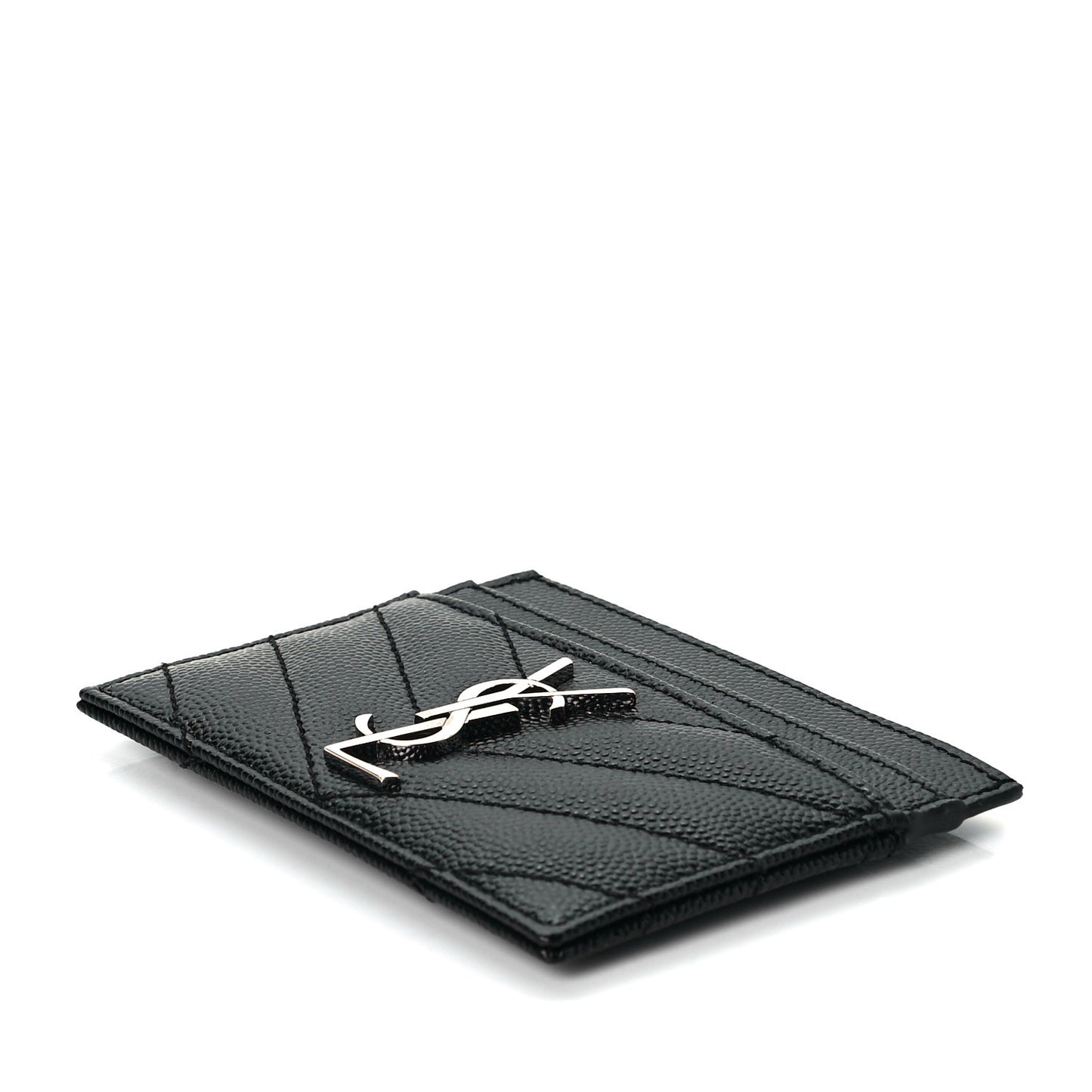 Grain De Poudre Matelasse Chevron Monogram Credit Card Case Black