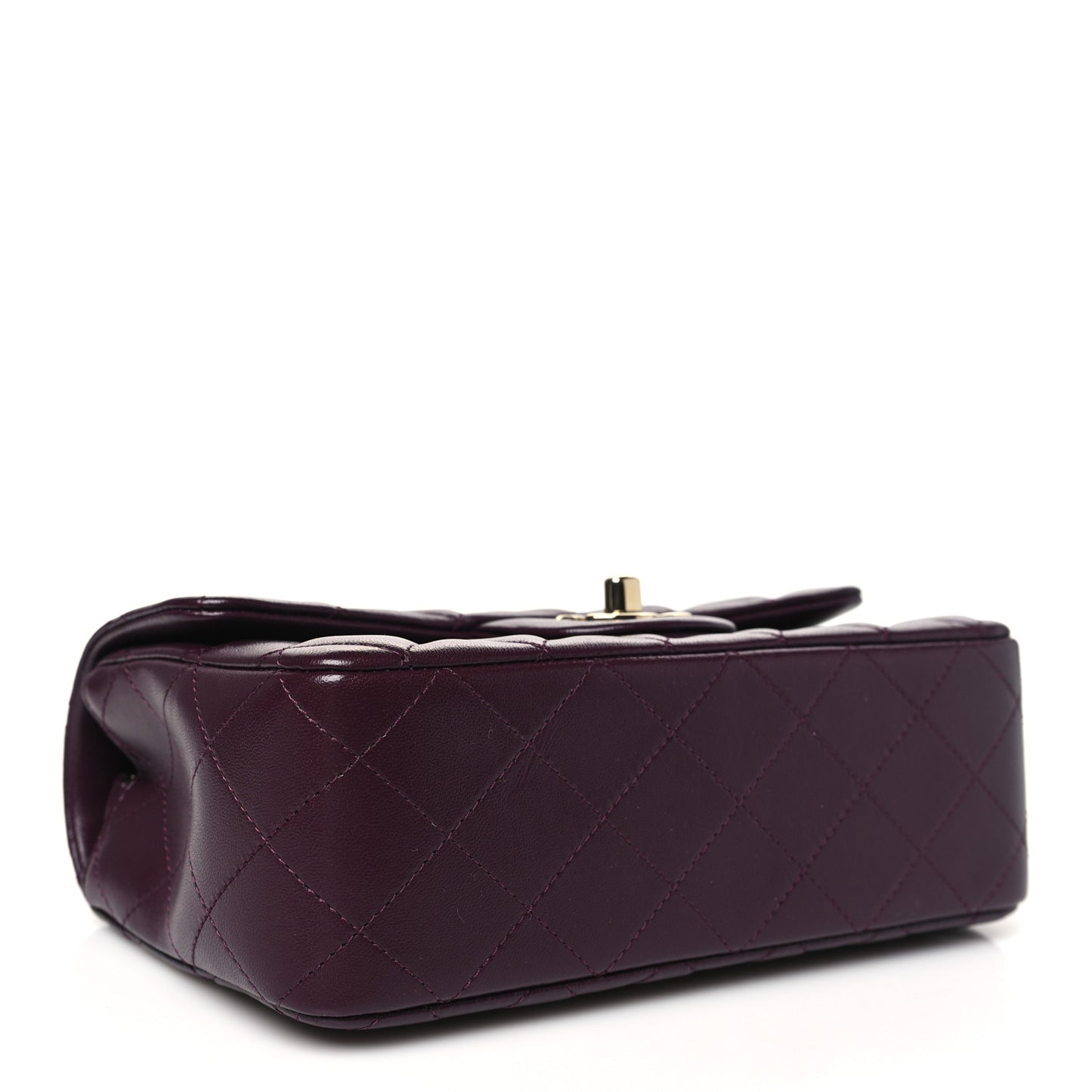 Lambskin Quilted Mini Rectangular Flap Burgundy