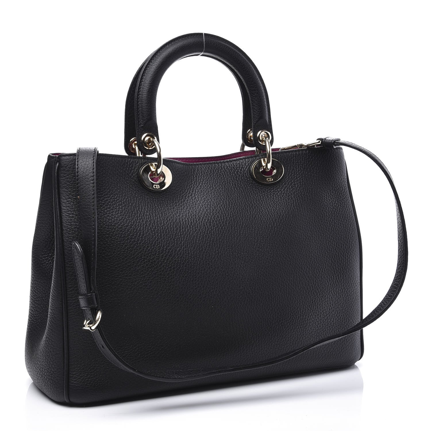 Christian Dior Bullcalf Medium Diorissimo Tote Black Rose Indien 2 of 9