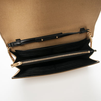 Saint Laurent Sequin Monogram Chain Wallet Gold 5 of 7