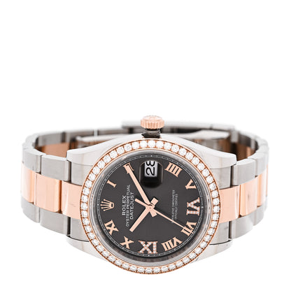 Rolex Stainless Steel 18K Everose Gold Diamond 36mm Oyster Perpetual Datejust Watch Rhodium Roman 126281RBR 2 of 5