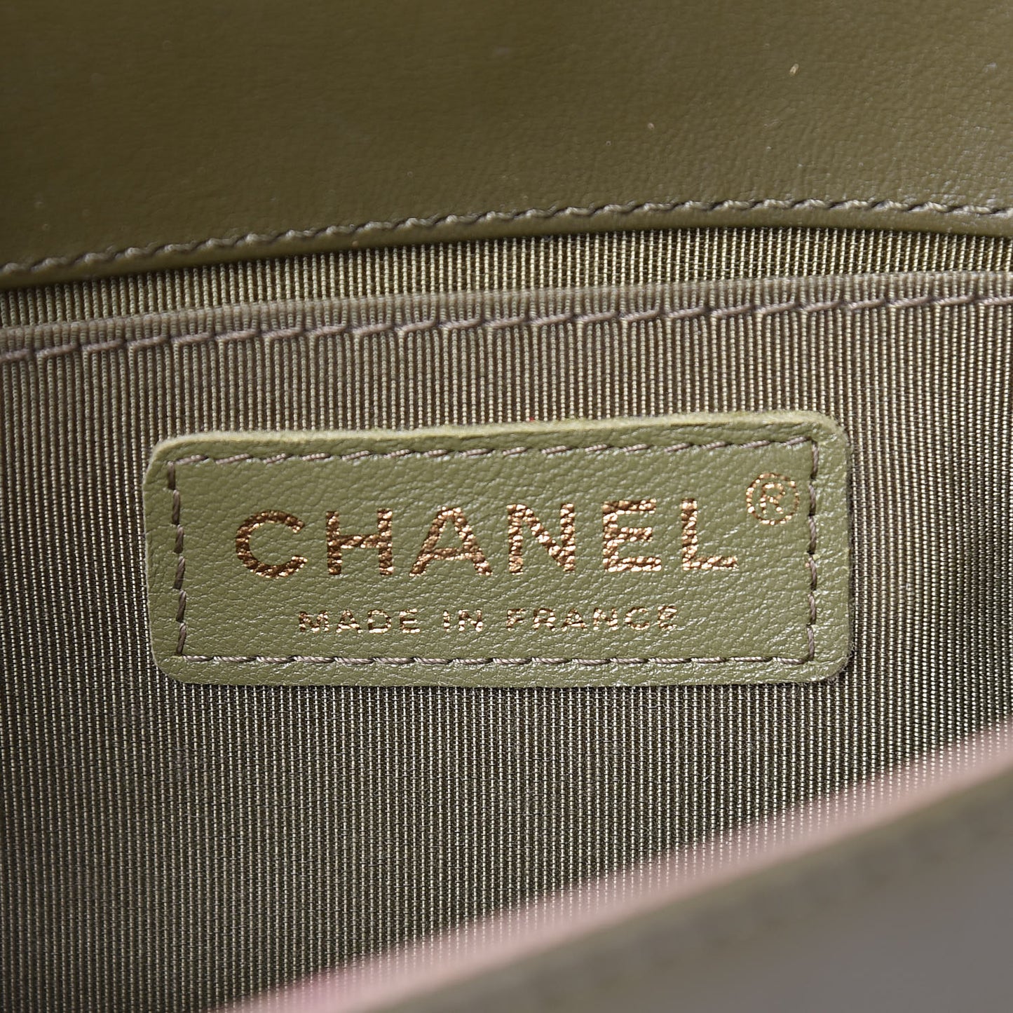 Lambskin Quilted Small Boy Flap Khaki