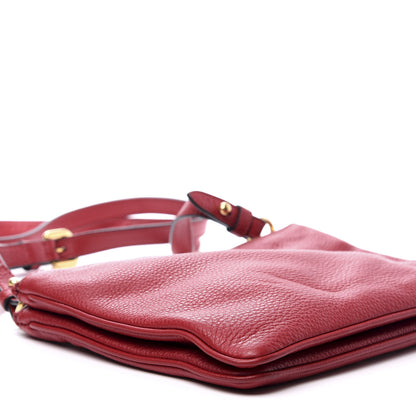 Prada Vitello Daino Double Zip Crossbody Bag Rosso 8 of 11
