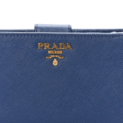 Prada Saffiano Metal Compact Wallet Bluette 8 of 9