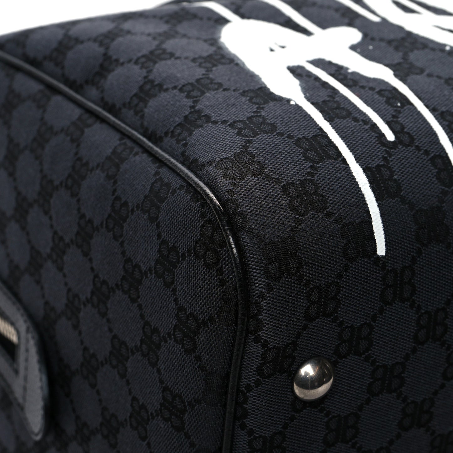 X BALENCIAGA BB Monogram Web Graffiti Medium Ophidia Carry-On Duffle Bag Black