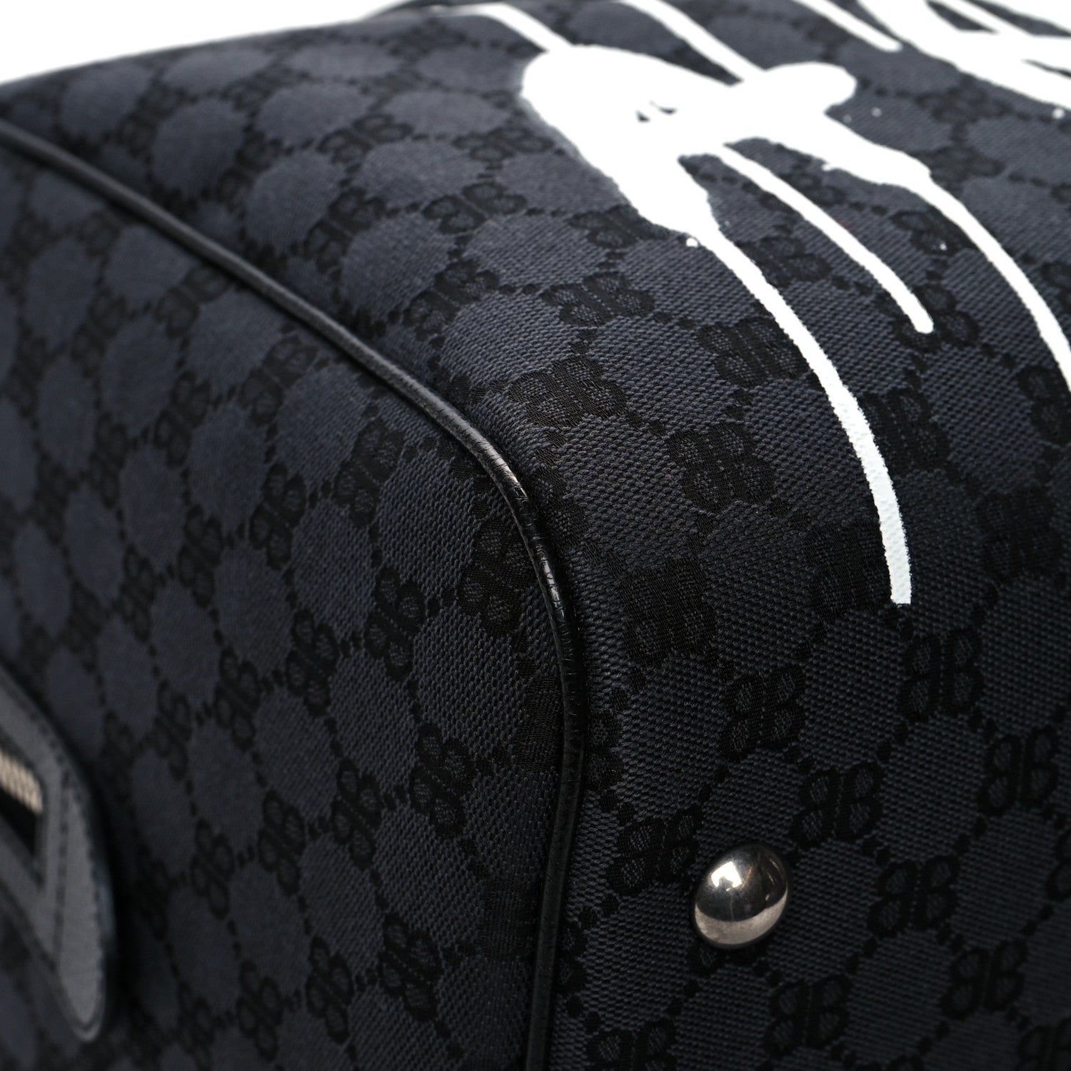 Gucci X BALENCIAGA BB Monogram Web Graffiti Medium Ophidia Carry-On Duffle Bag Black 8 of 11