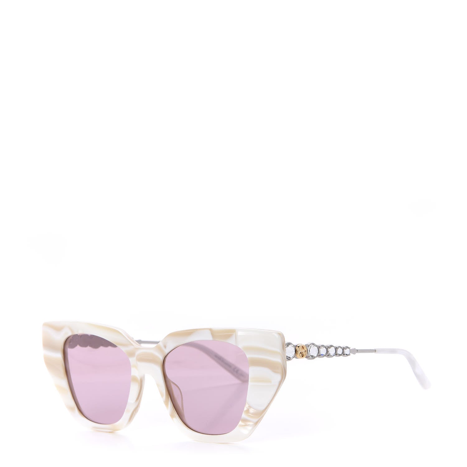 Gucci Crystal Embellished Cat Eye GG0641S Sunglasses White 1 of 7