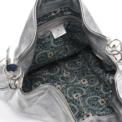 Gucci Metallic Calfskin Large Indy Top Handle Hobo Silver 5 of 8