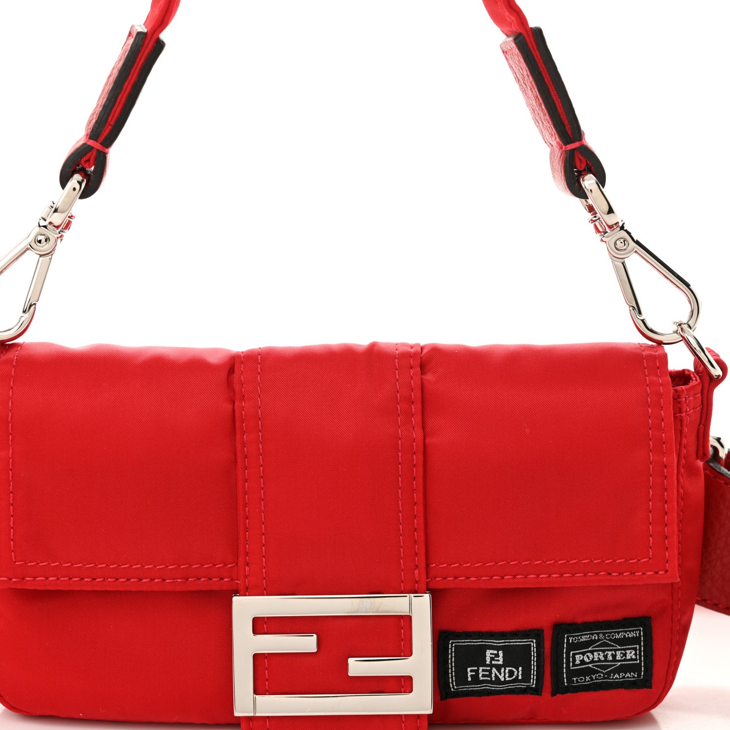 X PORTER Nylon Cuoio Roma Mini Phone Baguette Belt Bag Cardinale Fuoco