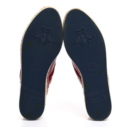 Gucci Nappa Matelasse GG Pilar Flatform Lace-Up Espadrilles 37 Hibiscus Red 5 of 12