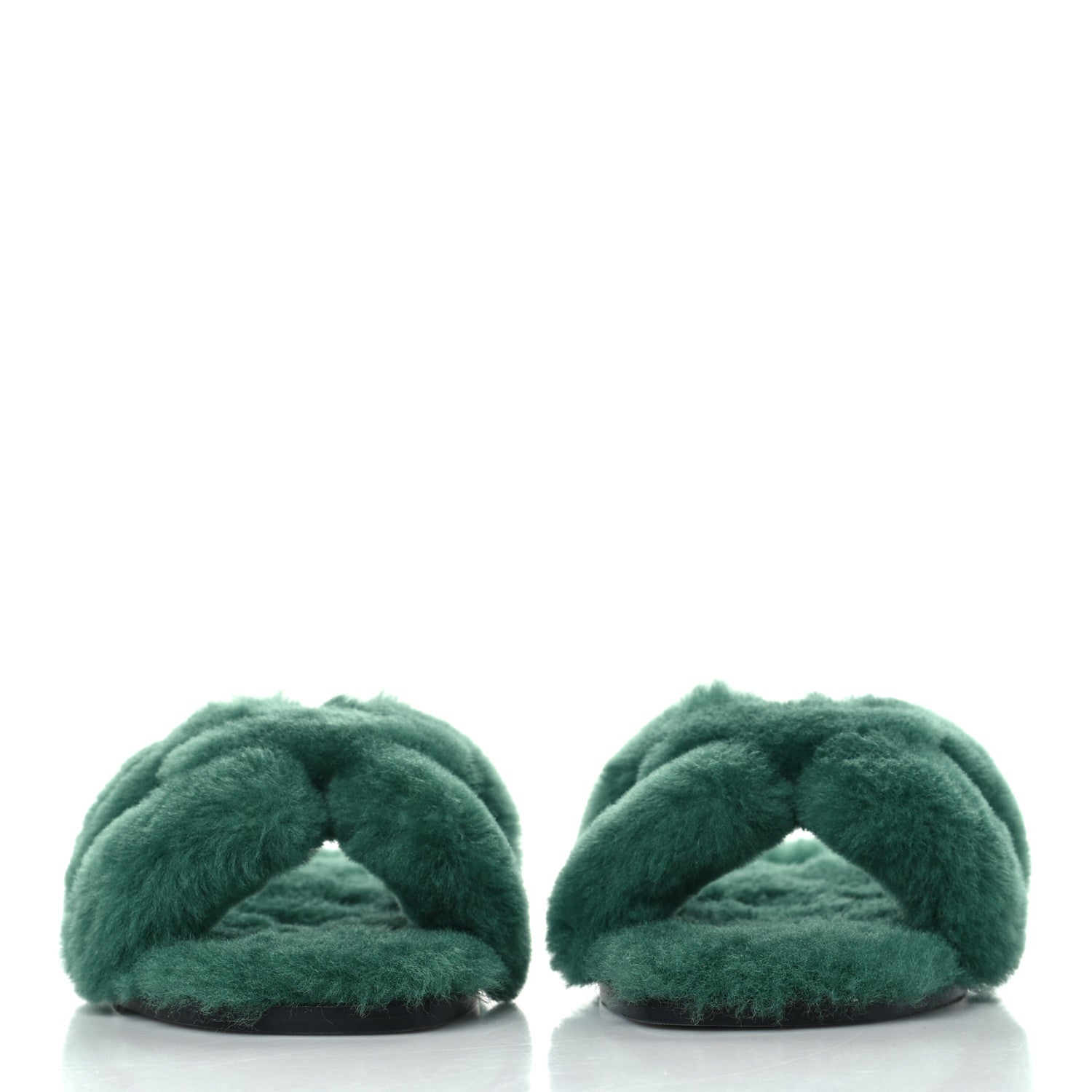 Hermes Woolskin Oran Sandals 36 Vert Anglais 2 of 8
