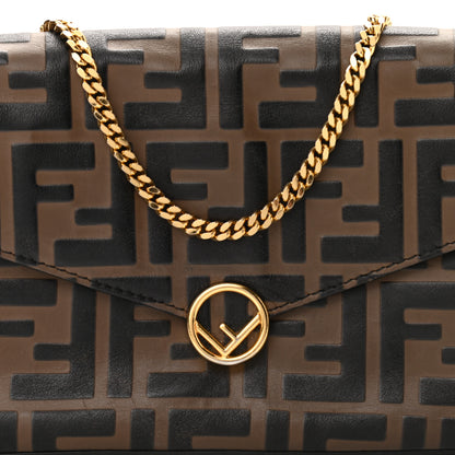 Fendi Vitello Soft F is Fendi Bi-Color FF 1974 Embossed Envelope Wallet on Chain Maya Black 8 of 11