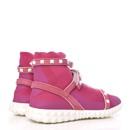 Valentino Garavani Body Tech Knit Free Rockstud Sock High Top Sneakers 37 Shadow Pink Optic White 4 of 8