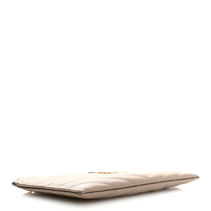 Saint Laurent Grain De Poudre Chevron Monogram Bill Pouch Dusty Grey 4 of 8