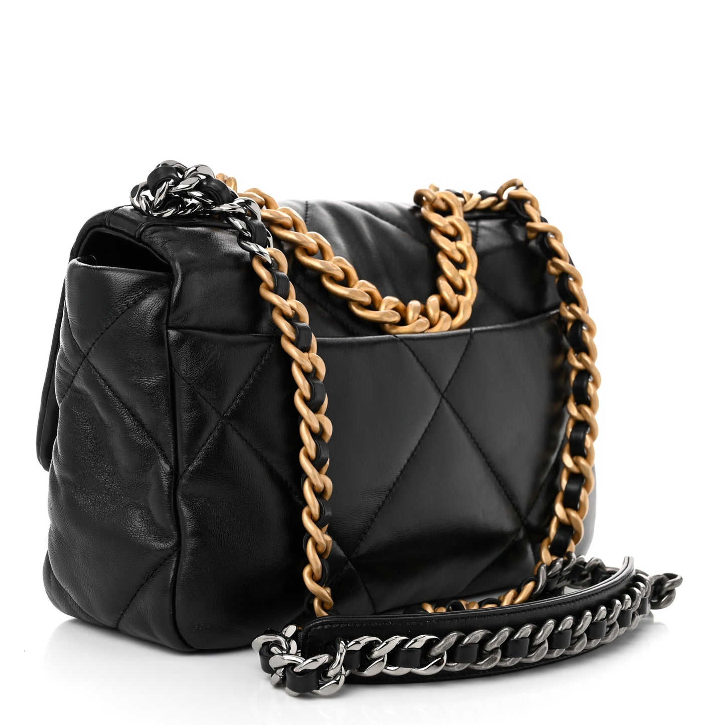 Lambskin Quilted Medium Chanel 19 Flap Black