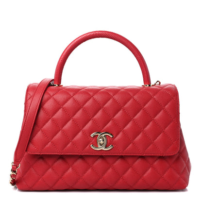 Chanel Caviar Lizard Embossed Quilted Small Coco Handle Flap Red 1 of 10