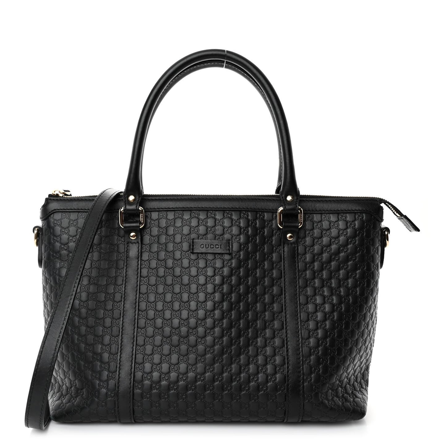 Soft Microguccissima Small Zippered Satchel Black
