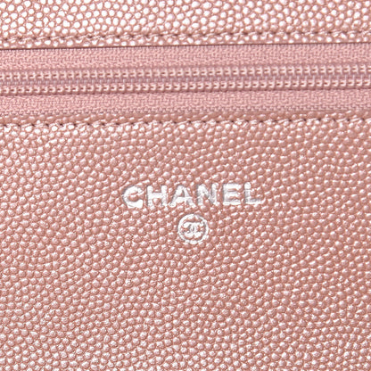 Chanel Metallic Caviar Chevron Quilted Vintage Mademoiselle Wallet On Chain WOC Pink 6 of 11