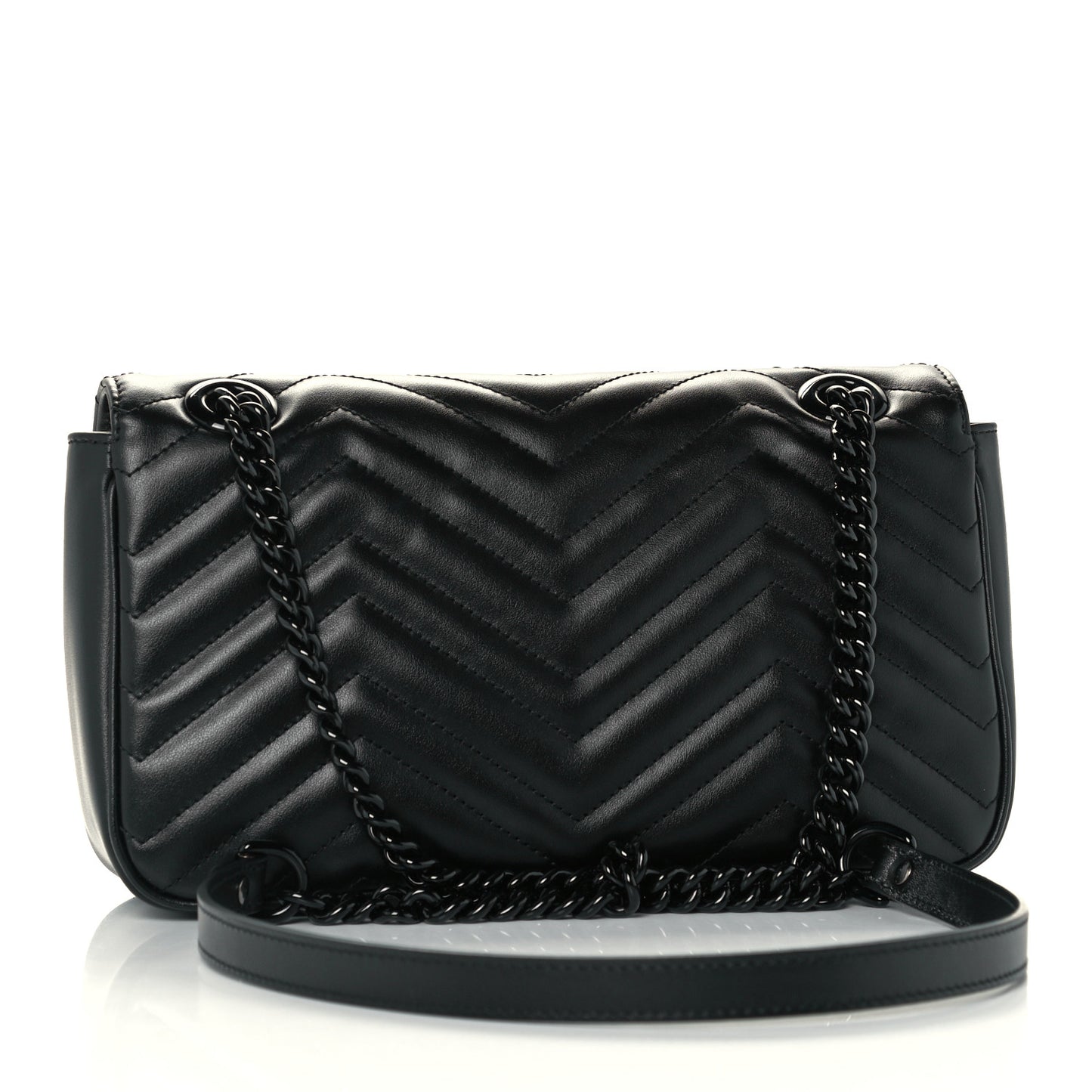 Calfskin Matelasse Monochrome Small GG Marmont Shoulder Bag Black