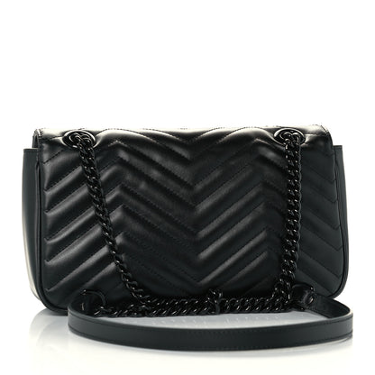 Gucci Calfskin Matelasse Monochrome Small GG Marmont Shoulder Bag Black 3 of 11