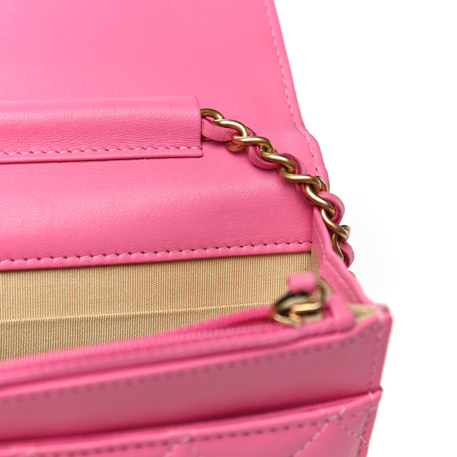 Chanel Lambskin Quilted CC Pearl Crush Wallet on Chain WOC Pink 16 of 18