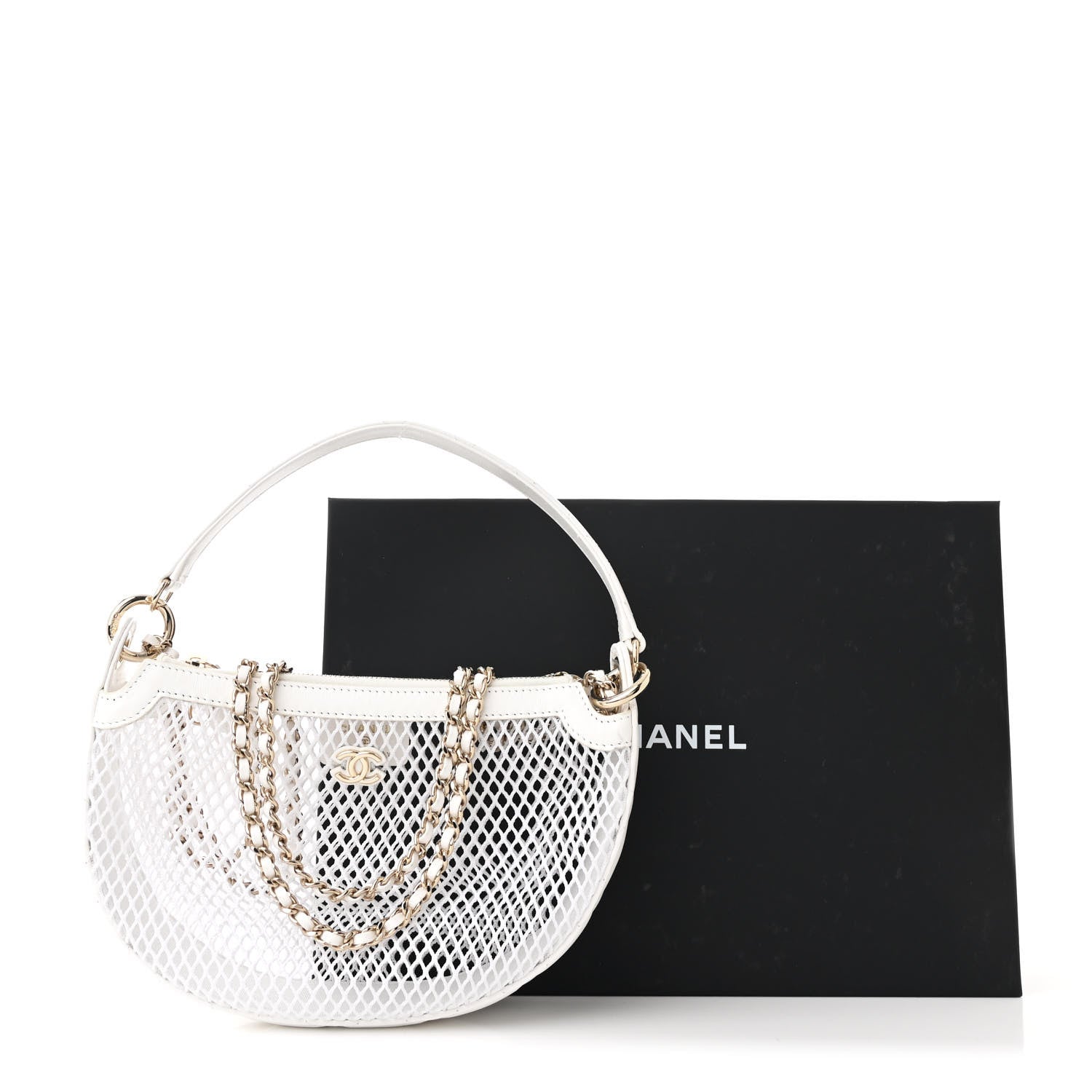 Chanel Mesh Shiny Lambskin Chain Hobo White 13 of 13
