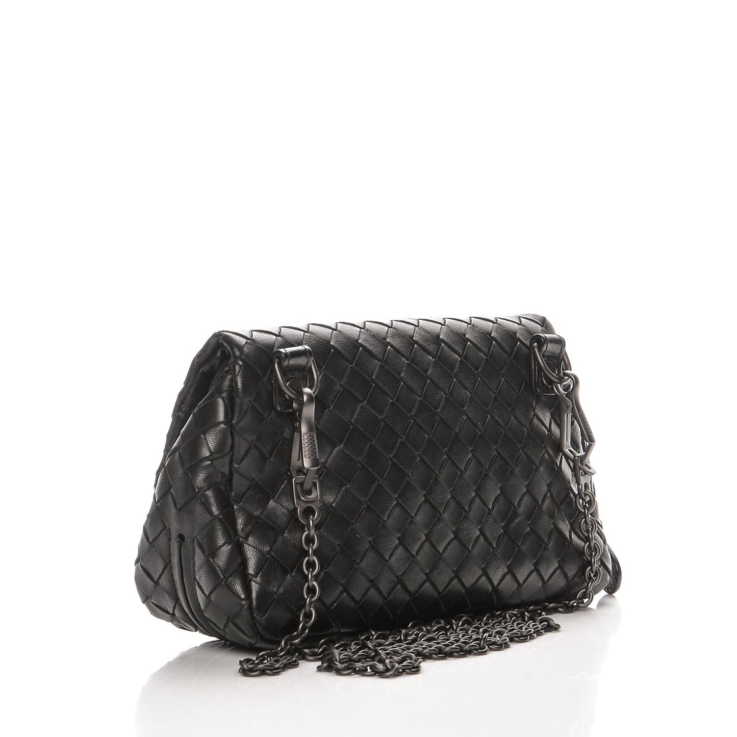 Nappa Intrecciato Mini Chain Messenger Black