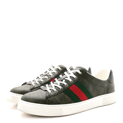 Gucci GG Supreme Monogram Web Mens New Ace Sneakers 10 Green 4 of 10