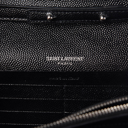 Saint Laurent Grain De Poudre Matelasse Chevron Monogram Chain Wallet Black 6 of 10