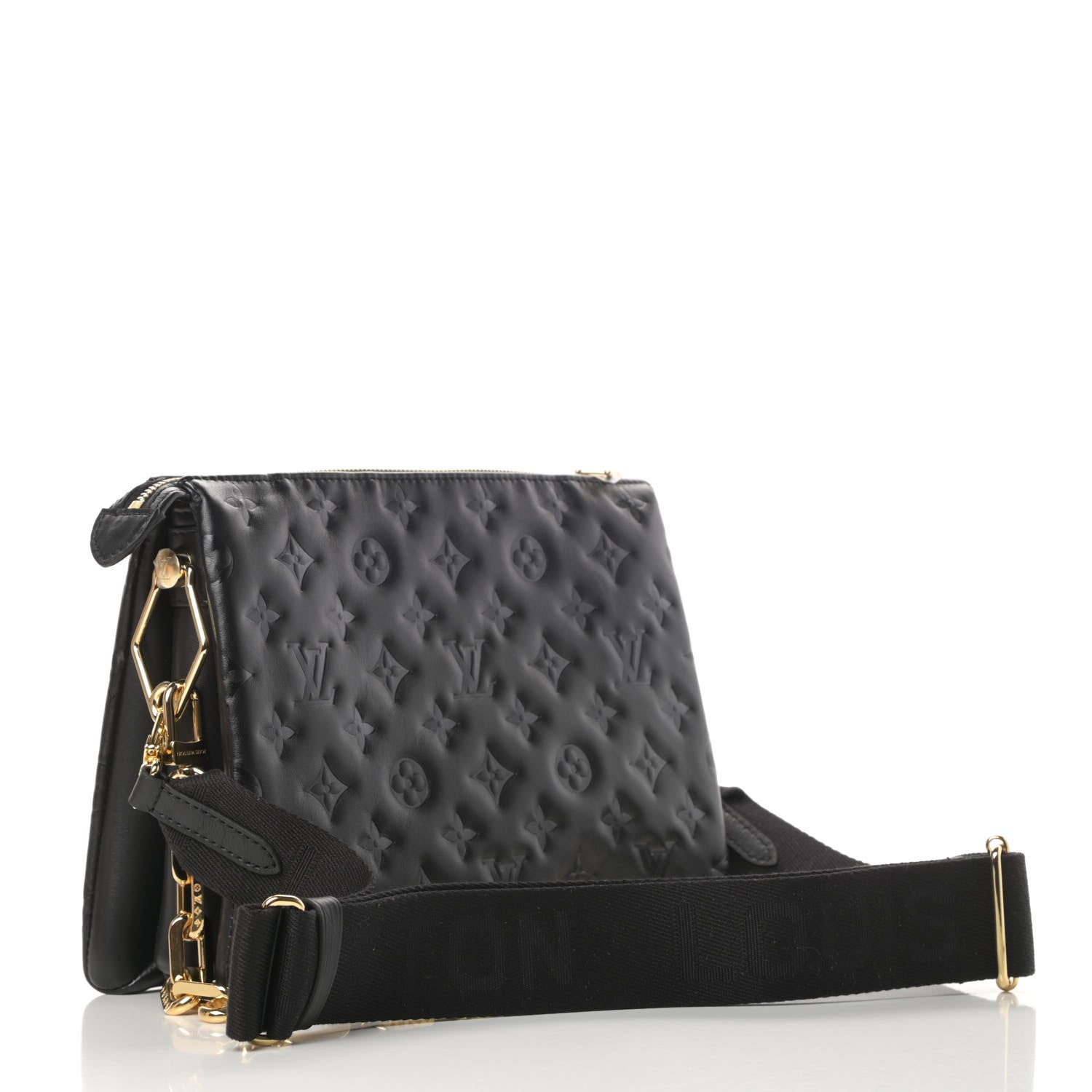 Louis Vuitton Lambskin Embossed Monogram Coussin PM Black 3 of 10