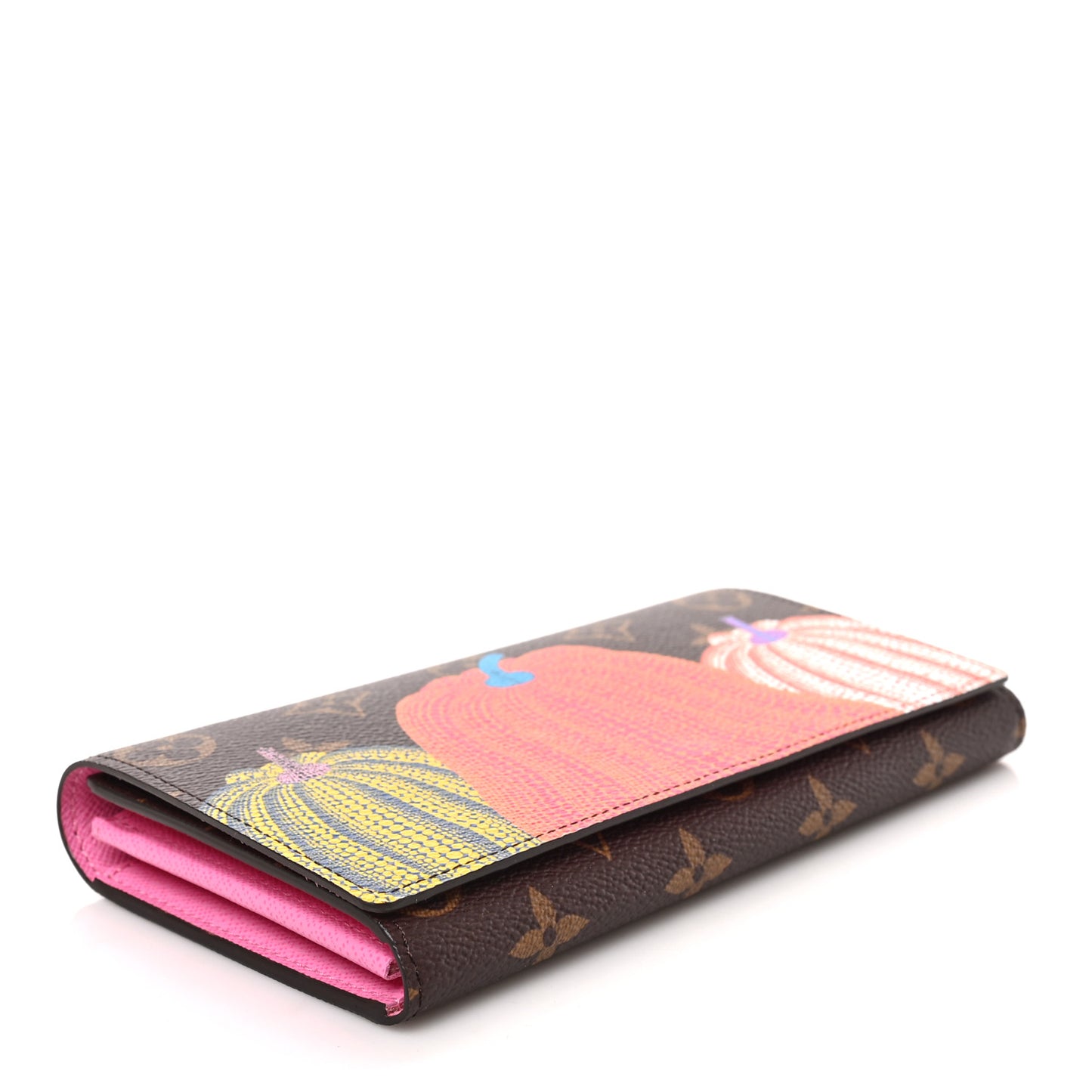 LV X YK Monogram Kusama Pumpkin Sarah Wallet