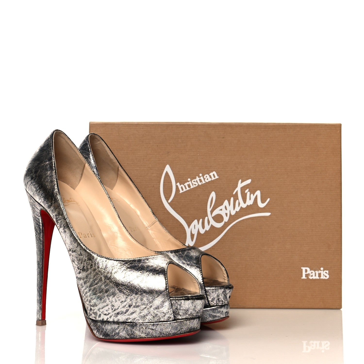 Christian Louboutin Vitello Palais Royal 140 Pumps 38.5 Silver 10 of 10