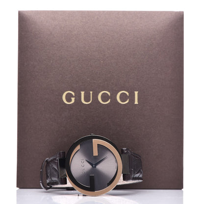 Gucci Stainless Steel Alligator 37mm Interlocking G Quartz Watch Brown 11 of 11