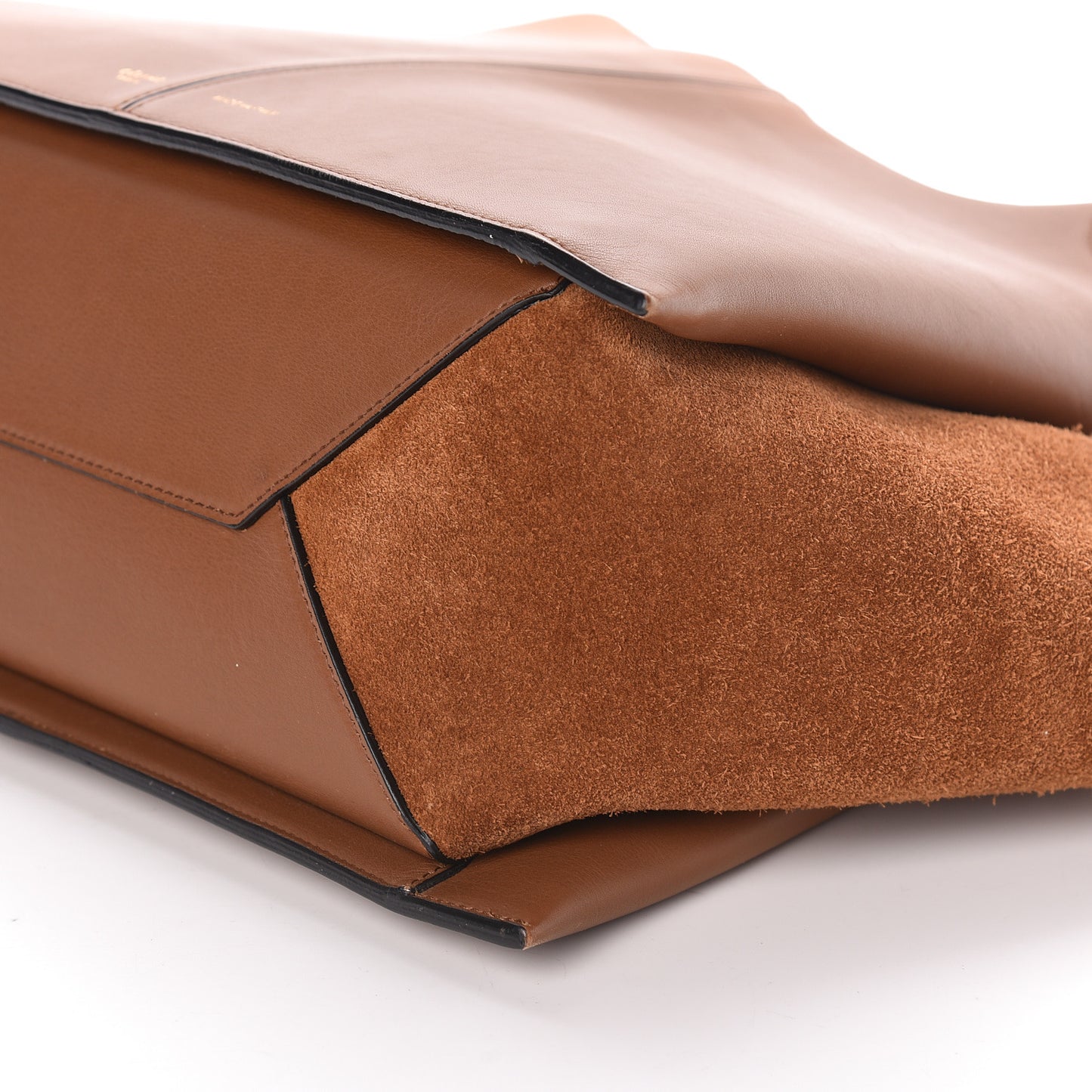 Smooth Calfskin Suede Small Tri-Fold Bag Havana