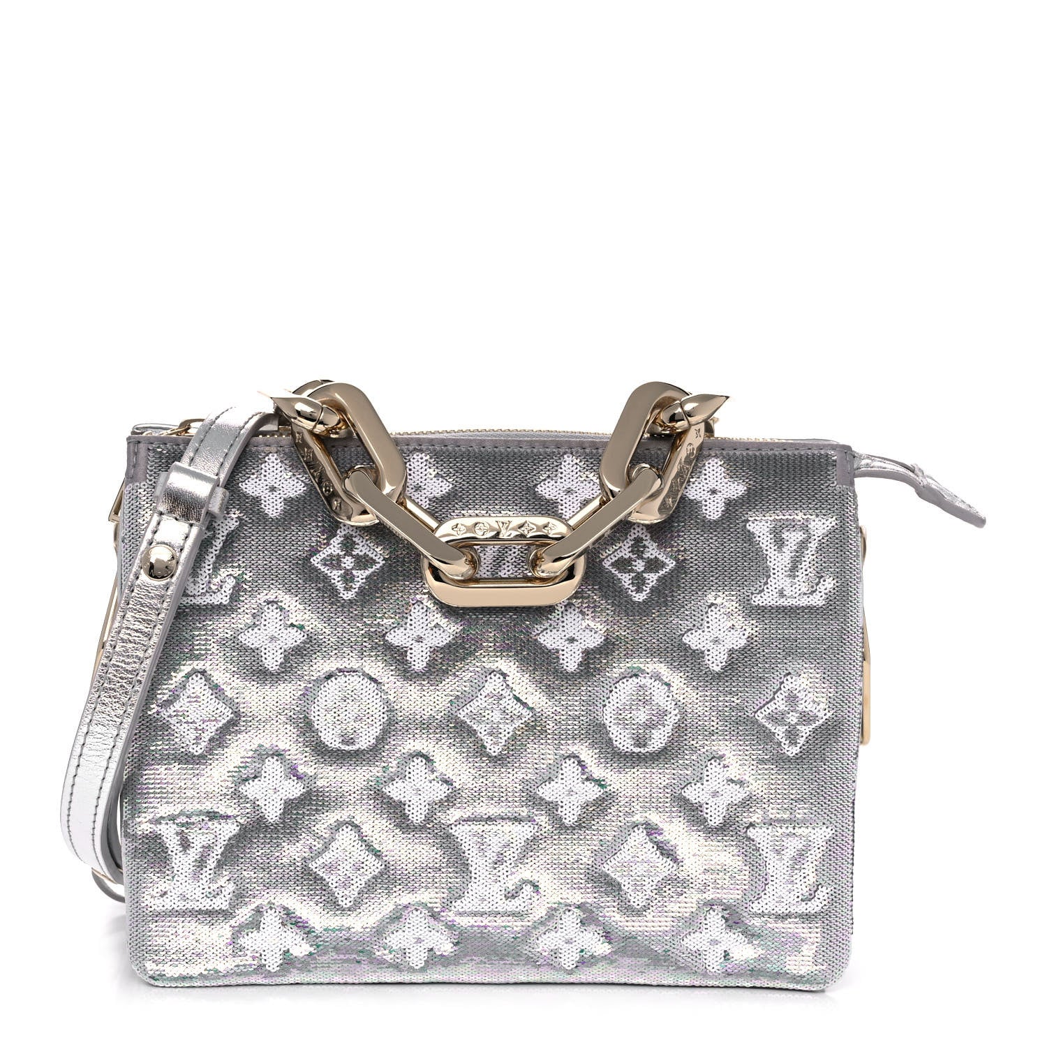 Louis Vuitton Satin Sequin Embroidered Monogram Coussin BB Silver 1 of 12