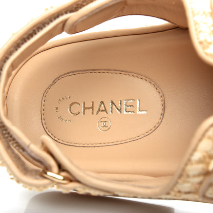 Chanel Braided Fabric Velcro Dad Sandals 37.5 Beige 8 of 11