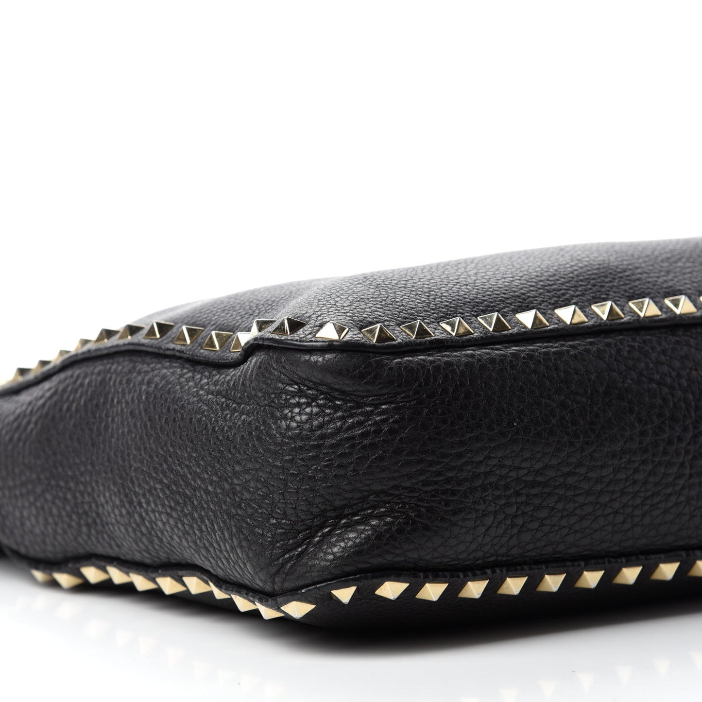 Pebbled Calfskin Large Rockstud Flip-Lock Messenger Bag Black