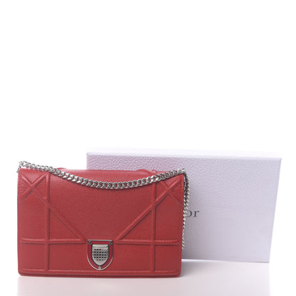 Christian Dior Grained Calfskin Diorama Wallet on Chain Pouch Rouge Vif 13 of 13