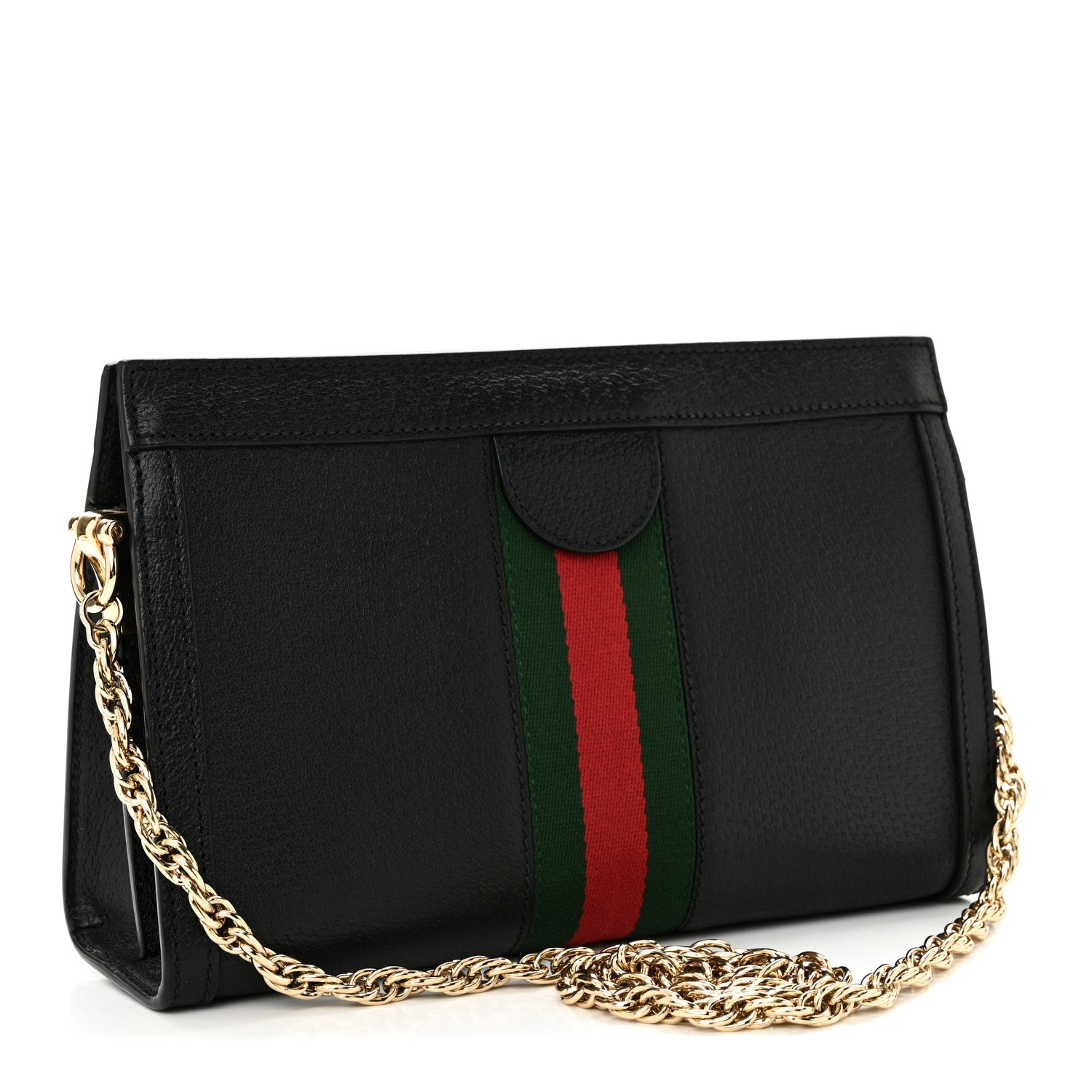 Gucci Calfskin GG Web Small Ophidia Chain Shoulder Bag Black 3 of 11