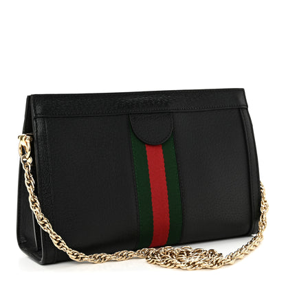 Gucci Calfskin GG Web Small Ophidia Chain Shoulder Bag Black 3 of 11