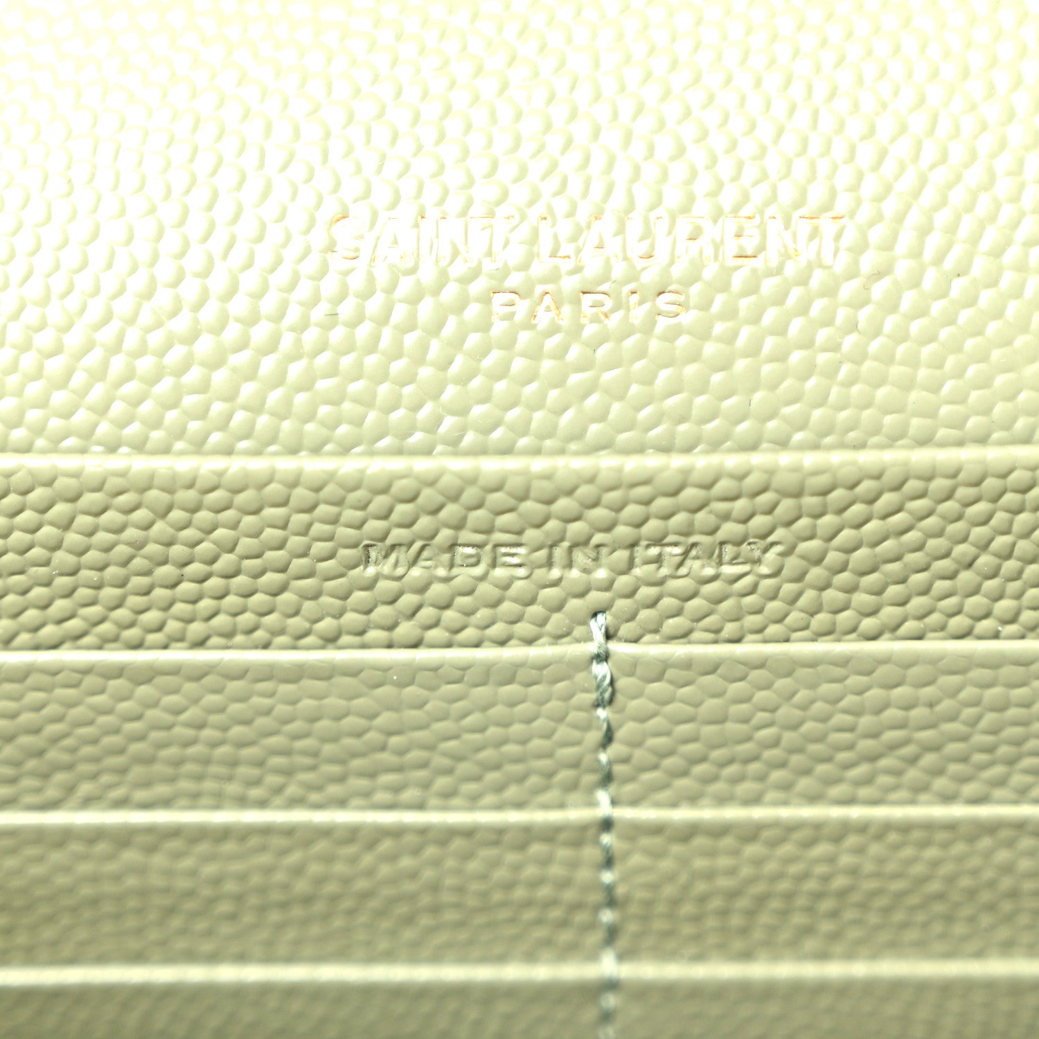 Saint Laurent Grain De Poudre Matelasse Chevron Monogram Chain Wallet Light Sage 6 of 9
