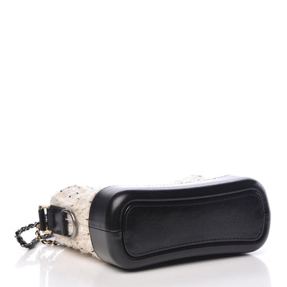Chanel Tweed Calfskin Quilted Small Gabrielle Hobo Ivory Black 4 of 10