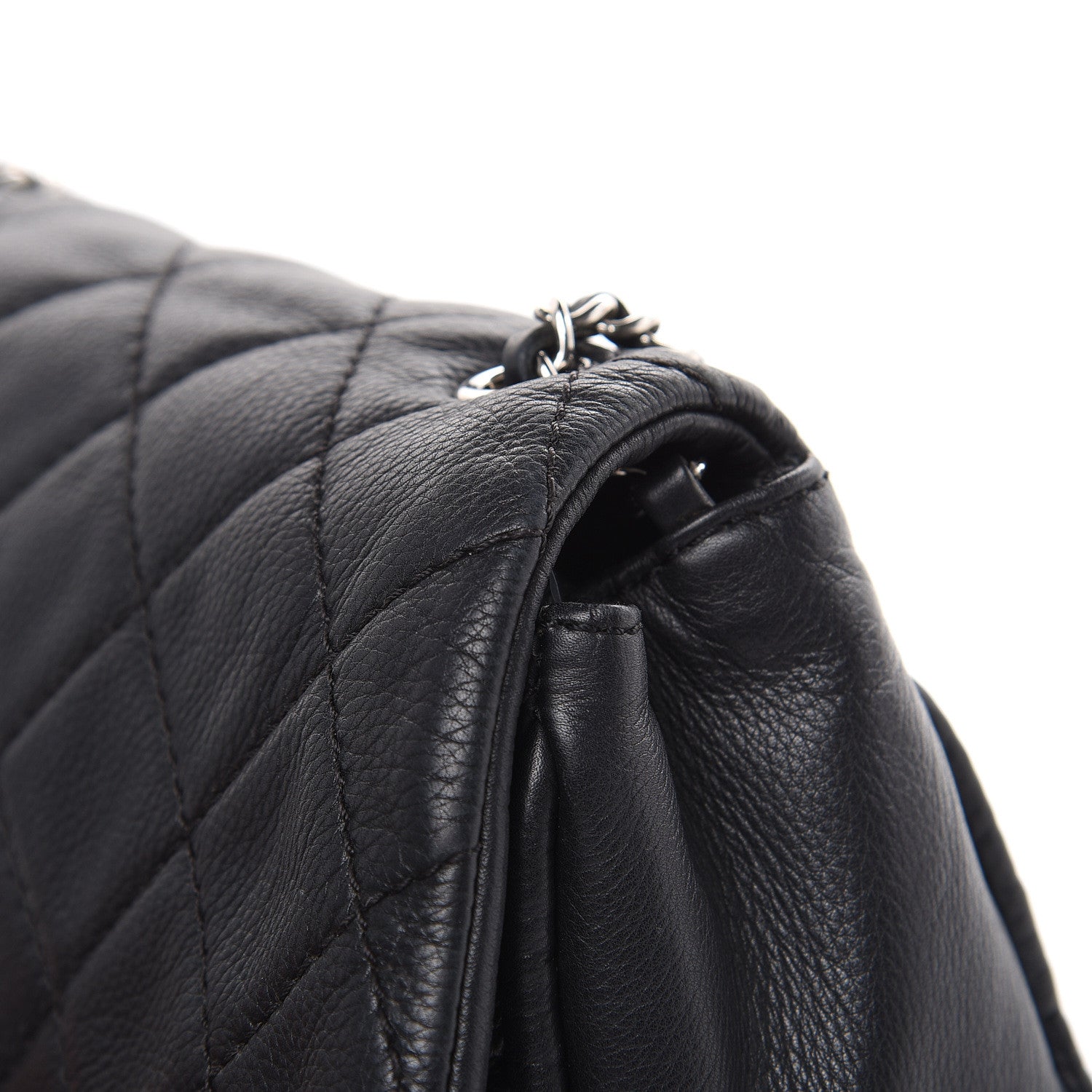 Chanel Grained Calfskin Single Flap Black 13 of 18