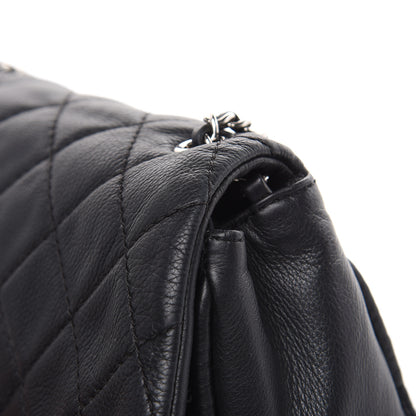 Chanel Grained Calfskin Single Flap Black 13 of 18