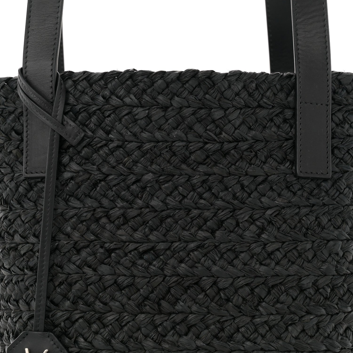 Saint Laurent Raffia Calfskin Small Panier Tote Black 8 of 11
