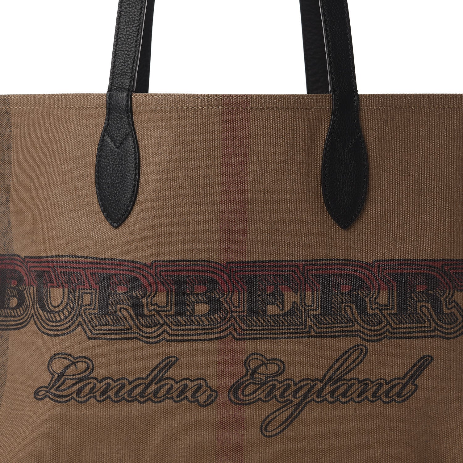 Burberry Coated Canvas Mega Check Medium Doodle Tote Black 9 of 9